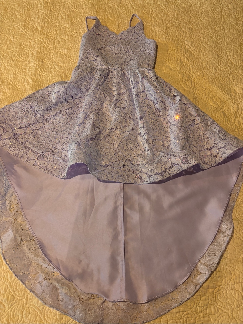Rare Editions Lavender Lace High-Low Dress